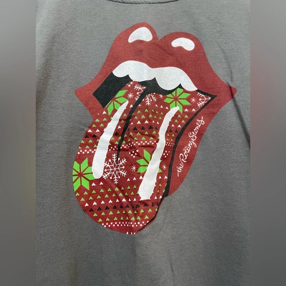 Rolling Stones Christmas Theme Crewneck Classic Rock Sweatshirt Gray Womens Xl - Picture 5 of 7